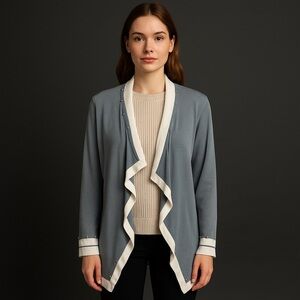 Boston Proper Women's‎ Asymmetrical Studded Cardigan Duster Multicolor One Size